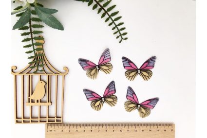 Метелик двосторонній з шифону жовто-фіолетовий 45*36см