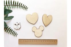 Шаблон деревянный "Сердца, мышка" набор 3шт.