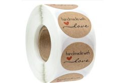 Наліпки на бобіні "Handmade with love" 500шт в рулоні, діаметр