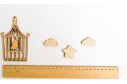 Шаблон деревянный маленький "Звезда, облака" набор 3шт.
