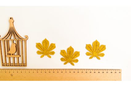 Вирубка "Каштановий листок" з жорсткого фетру 50мм жовтий меланж