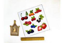 Фетр корейский жесткий с узором ягоды: вишня/клубника 20х20 см