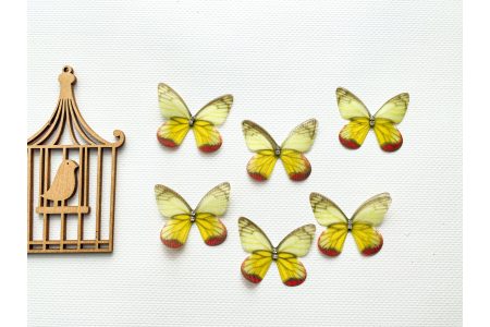 Метелик двосторонній з шифону лимонно-жовтий 50*40мм
