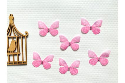 Бабочка двусторонняя из шифона нежно-розовая 50*40мм