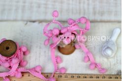 Тасьма з помпонами рожева 10мм