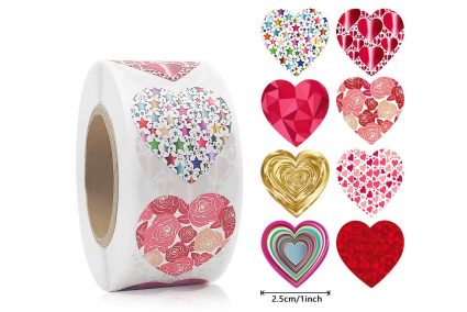 Наклейки на бобине "Сердца 3" 500шт/рул., размер 2,5 см