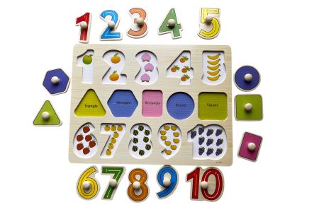 Деревянный планшет "Цифры/числа 1-10", пазл, игра-вкладыш