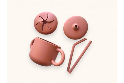 Силіконова дитяча чашка/снечниця з кришкою і соломинкою