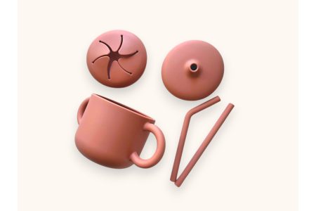 Силіконова дитяча чашка/снечниця з кришкою і соломинкою