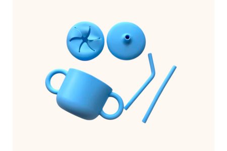 Силиконовая детская чашка/снечница с кришкой и трубочкой