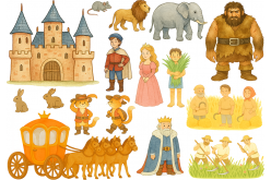 Жорсткий фетр з принтом казка "Кіт у чоботях" 20х30см