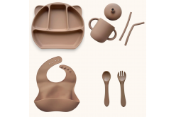 Набор детской силиконовой посуды "Стартовый с ушками" 9 цветов