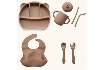 Набір дитячого силіконового посуду "Стартовий з вушками" 9 Набір дитячого силіконового посуду "Стартовий з вушками" 9