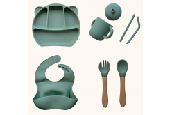 Набор детской силиконовой посуды "Стартовый с ушками. Бук" 9