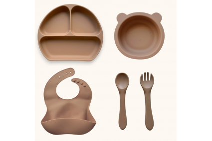 Набор детской силиконовой посуды "Стартовый. Медвежонок" 9 Набор детской силиконовой посуды "Стартовый. Медвежонок" 9