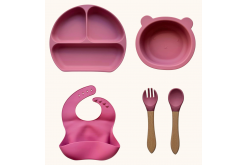 Набір дитячого силіконового посуду "Стартовий. Ведмедик. Бук" 9