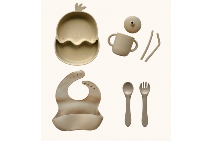 Набор детской силиконовой посуды "Стартовый. Цыпленок" 2 цвета Набор детской силиконовой посуды "Стартовый. Цыпленок" 2 цвета