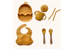 Набір дитячого силіконового посуду "Стартовий. Курчатко. Бук" 2