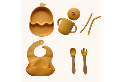 Набор детской силиконовой посуды "Стартовый. Цыпленок. Бук" 2