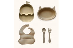 Набір дитячого силіконового посуду "Стартовий. Курчатко. Котик"