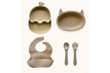 Набор детской силиконовой посуды "Стартовый. Цыпленок. Котик" 2