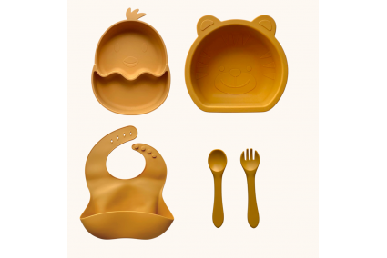 Набір дитячого силіконового посуду "Стартовий. Курчатко. Левик"