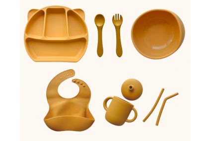 Набор детской силиконовой посуды "Базовый с ушками" 9 цветов