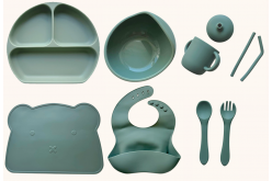 Набор детской силиконовой посуды "Базовый с ковриком" 9 цветов
