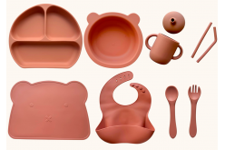Набір дитячого силіконового посуду "Базовий з килимком.