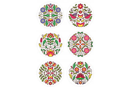 Фетр мягкий с узором шарики елочные "Петриковский орнамент"