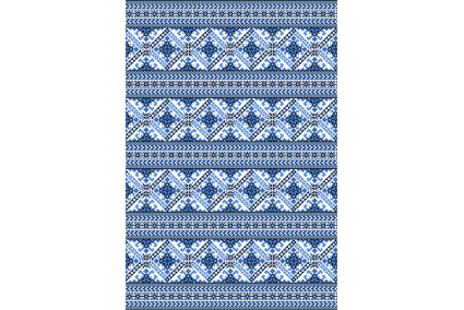 Фетр мягкий с узором "Вышивка крупная синяя №1" на белом 20х30см