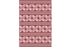 Фетр мягкий с узором "Вышивка крупная красная №1" на белом