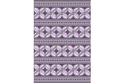 Фетр мягкий с узором "Вышивка крупная сиреневая №1" на белом