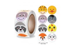 Наклейки на бобине "Зверята: мордашки 2" 500шт/рул., диаметр