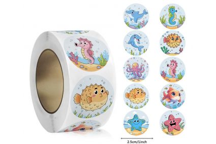 Наліпки на бобіні "Морські 3" 500шт/рул., діаметр 2,5 см