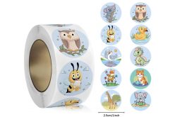 Наліпки на бобіні "Звірята 9" 500шт/рул., діаметр 2,5 см