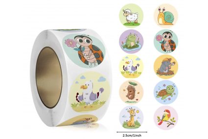 Наліпки на бобіні "Звірята 11" 500шт/рул., діаметр 2,5 см