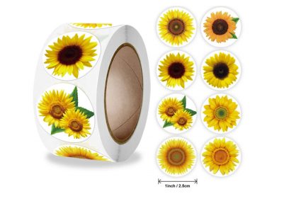 Наліпки на бобіні "Соняшники" 500шт/рул., діаметр 2,5 см