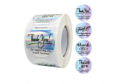 Наклейки на бобине "Thank you" голограммные 500шт/рул., диаметр