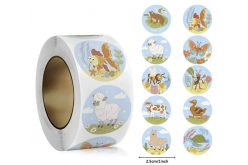 Наклейки на бобине "Зверята 10" 500шт/рул., диаметр 2,5 см