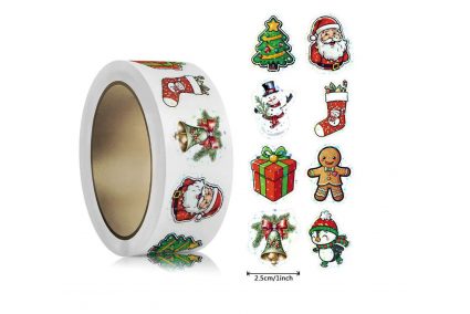Наліпки на бобіні "Новорічні фігурні" 500шт/рул., діаметр 2,5 см