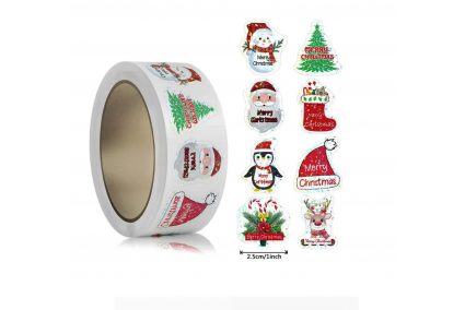 Наклейки на бобине "Новогодние фигурные 3" 500шт/рул., диаметр