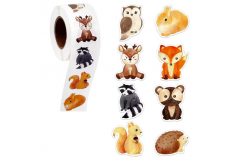 Наклейки на бобине "Зверята лесные фигурные" 500шт/рул.