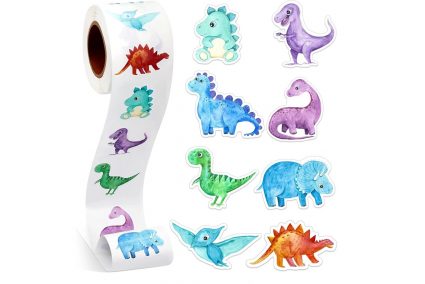 Наліпки на бобіні "Динозаври фігурні" 500шт/рул., діаметр 2,5 см