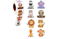 Наліпки на бобіні "Звірята фігурні" 500шт/рул., діаметр 2,5 см