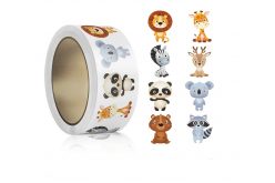 Наклейки на бобине "Зверята фигурные 3" 500шт/рул., диаметр 2,5