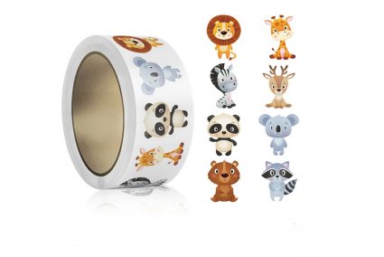 Наліпки на бобіні "Звірята фігурні 3" 500шт/рул., діаметр 2,5 см