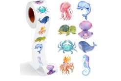 Наклейки на бобине "Морские пастельные фигурные" 500шт/рул.