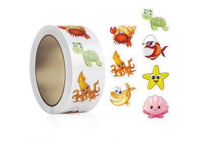 Наліпки на бобіні "Морські фігурні" 500шт/рул., діаметр 2,5 см