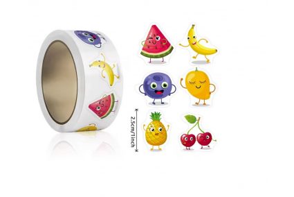 Наліпки на бобіні "Фрукти/ягоди фігурні" 500шт/рул., діаметр